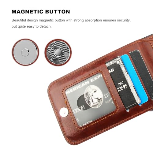 KIHUWEY for iPhone 17e/16e Wallet Case Card Holder Kickstand, Brown | Credit Card Slots, PU Leather, Magnetic Clasp, Flip Heavy Duty Protection Cover for Men and Women - color: Brown