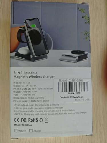 Foldable Wireless Charger 3 in 1 - Magnetic Wireless Charging Station for Apple Magsafe Charger Stand with Light,Aluminum Portable Travel Charger Dock for iPhone 17/16/15/14/13/12,Apple Watch,AirPods - color: Gray