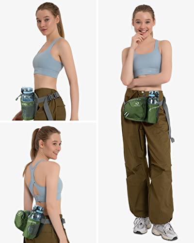 WATERFLY Fanny Pack Waist Bag: Waist Pack for Women Men with Water Bottle Holder Hiking Fanny Pack for Running Walking DogWalking Travel Cycling - color: Army Green