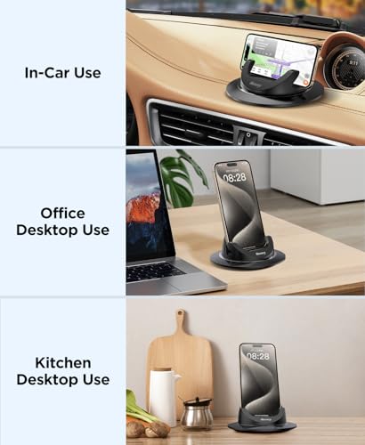 Beeasy Car Phone Holder Mount, 360° Rotation Dashboard Phone Holder, Silicone Non-Slip Cell Phone Car Mount, Universal for iPhone 17/16 Pro Max, Samsung, Google Pixel, All Smartphones & GPS - size: FC01