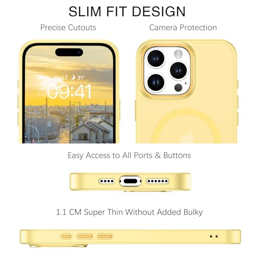 BENTOBEN Magnetic for iPhone 16 Pro Max Case,(Compatible with MagSafe) (Military Grade Drop Protection) Slim Translucent Matte Shockproof with Anti-Fingerprint Phone Case 6.9",Yellow - color: Yellow