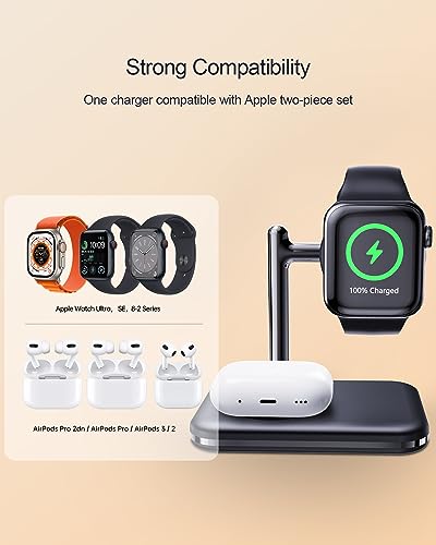 2 in 1 Charger Stand for Apple Watch and AirPods - color: Black