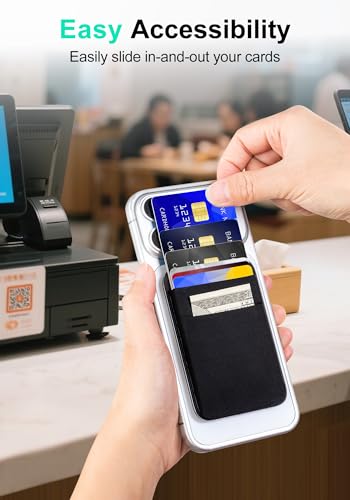 Senose Compatible for Magsafe Wallet, 6 Cards Holder, Slim Stretchy Magnetic Phone Wallet for Back of Phone Compatible for iPhone 17/16/15/14/13/12 Pro Max Plus Air Series, Black - color: Black