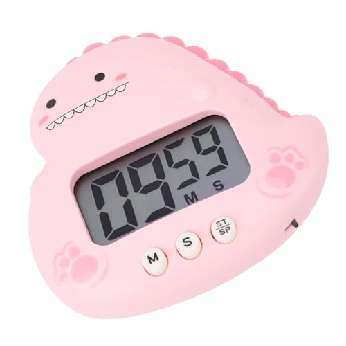 Kids Timer, Cute Dinosaur Shape Digital Countdown Timer with Large LCD Display Magnetic Back Foldable Stand for Children Teachers Parents Pink - color: Pink