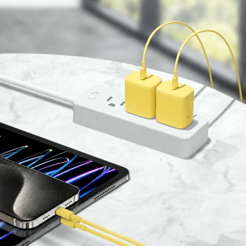 iPhone 17 16 15 Charger Fast Charging 6FT - 20W USB C Charger Block - color: Yellow, size: 6FT