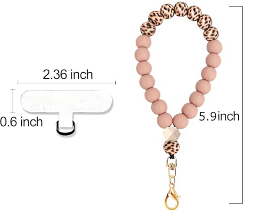 VICHUNHO Marble Silicone Beaded Phone Wrist Strap, Cellphone Lanyard with Tether Tab, Elastic Hands-Free Wristlet Bracelet - color: Mousse Coffee