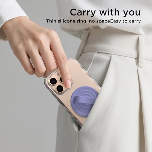 Magnetic Phone Grip for MagSafe, Silicone Ring Grip, Lavender - color: Lavender