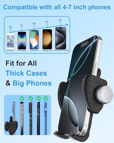 Stroller Phone Holder, Baby Stroller Cell Phone Mount with Flexible Gooseneck, Stroller Smartphone Holder for iPhone 17 16 15 Pro Max, Galaxy Series and All 4.7-7" Phones with Thickness Case