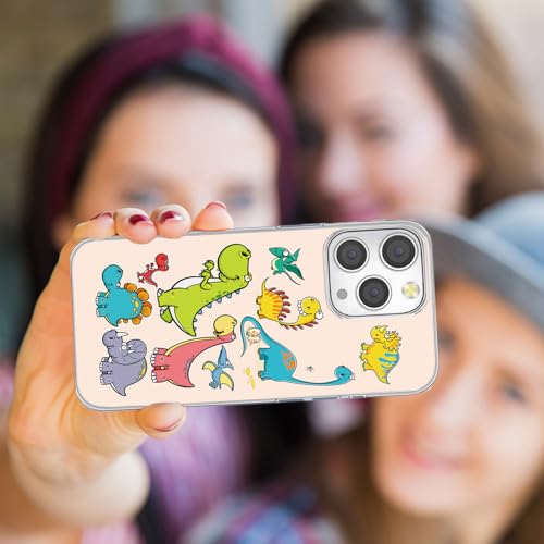 for iPhone 14 Pro Max Case for Women Girl Men, Full Protective Shockproof Slim Soft TPU Clear Phone Cover Cases Design for iPhone 14 ProMax,Cute Cartoon Animal Funny Dino Dinosaur - color: Funny Dino Dinosaur