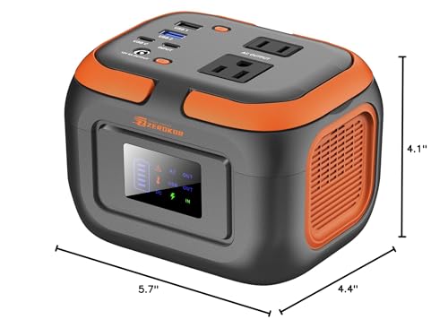 Portable Power Station 120W, 110V Power Bank with DC AC Outlet - color: Grey Orange