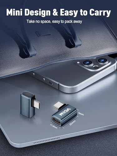 VCOM 90 Degree USB C Adapter 80Gbps, 240W USB C Right Angle Adapter, 8K@60Hz Video Display USB4 v2.0 90 Degree Type C Extender for Thunderbolt 5/4/3, iPhone 15/16, MacBook,Steam Deck, 2 Pack