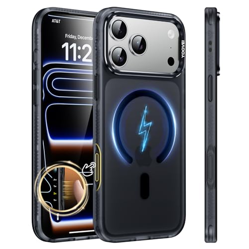 Magnetic & Shockproof for iPhone 17 Pro Max Case,Compatible with MagSafe Soft Touch Translucent Slim Fit Military-Grade Protection Phone Case for iPhone 17 Pro Max,Frosted Black - color: Black