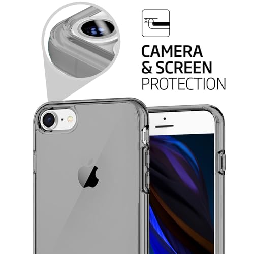 TENOC Phone Case Compatible with iPhone SE (2nd 2020 and 3rd 2022 Generation) & iPhone 7 & iPhone 8, Gray Case Clear Shockproof Protective Bumper Slim Cover for 4.7 Inch - color: Clear Gray, size: iPhone 7/8/SE