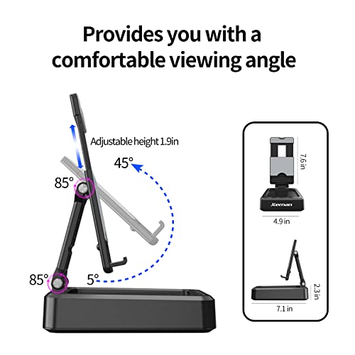 JTEMAN Tablet Stand with Bluetooth Speaker, Adjustable Foldable Desk Dock - color: Silver Black