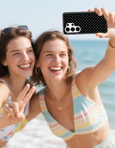 Magnetic Polka Dot Case for Samsung Galaxy A16 5G, Black | Compatible with MagSafe, Cute Dots Aesthetic Design, Soft TPU and Hard PC Protective Phone Cover for Women Girls - color: Black Polka Dot