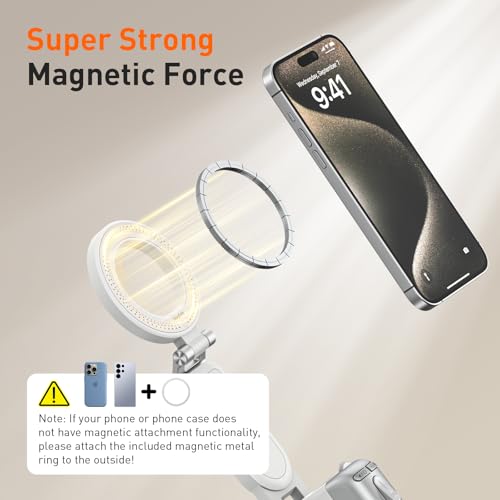 AMAZEAR Phone Camera Grip with Selfie Stick Tripod, Cellphone Accessories for iPhone 16 17 18 Pro Max with Multi-Functional Bluetooth Controller, Comfort Ergonomic Handle Holder, White - color: White