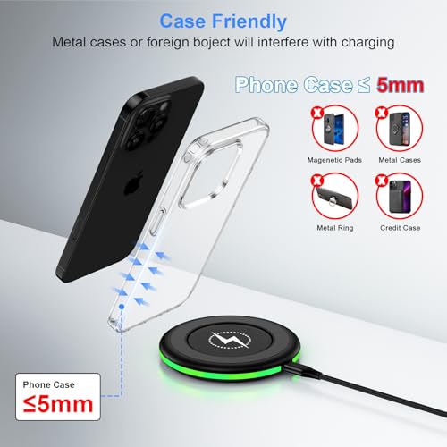 for Samsung Galaxy Wireless Charger Fast Charging Pad Compatibilty with Samsung S25 Ultra/S24 Plus/S23FE/S22/S21/S20,2 Pack 15W Wireless Phone Charger Android Desk for iPhone 17/16/15 Pro,Google Pixel