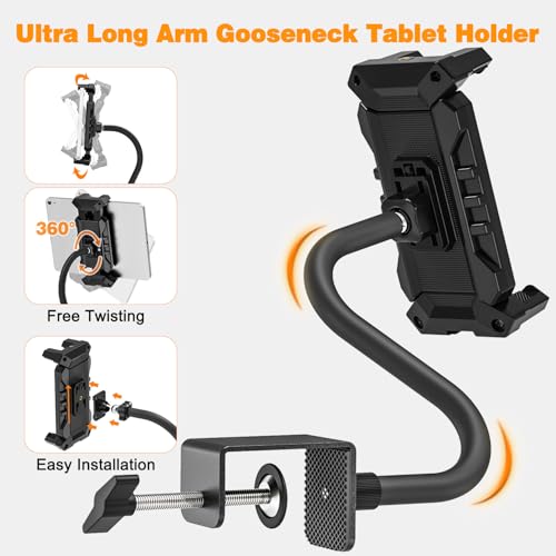 Tablet Stand Holder, Gooseneck iPad Desk Mount with C-Clamp