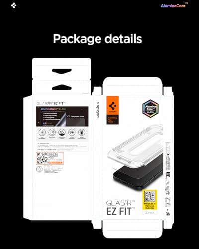 Spigen GlasTR EZ FIT Tempered Glass Screen Protector for iPhone Air | Aluminum Enhanced 10H+ tempered glass, GlasTR EZ Fit auto align tray, 100% clarity, Original touch, Case-friendly, 2Pack - size: iPhone Air