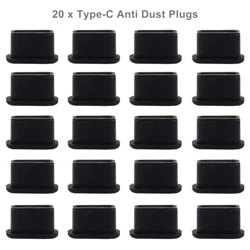 Jiozermi Silicone USB C Anti Dust Plugs, Black, 20Pcs - color: Black, size: 20 Pcs