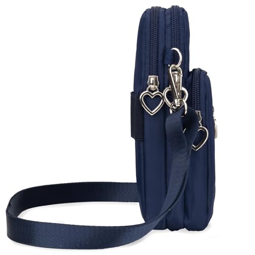 Small Crossbody Bag for Women - Mini Phone Purses with Crossbody Strap and Wallet - Nylon Arm Bag - color: A-darkblue