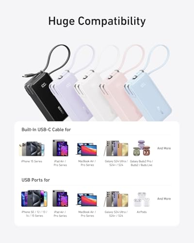 Anker Nano 3-in-1 Portable Charger,10,000mAh 30W Travel Power Bank - color: Blue