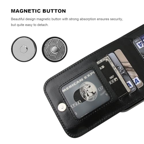 KIHUWEY for iPhone 17 Pro Max Wallet Case Card Holder Kickstand, Black | Credit Card Slots, PU Leather, Magnetic Clasp, Flip Heavy Duty Protection Cover for Men - color: Black