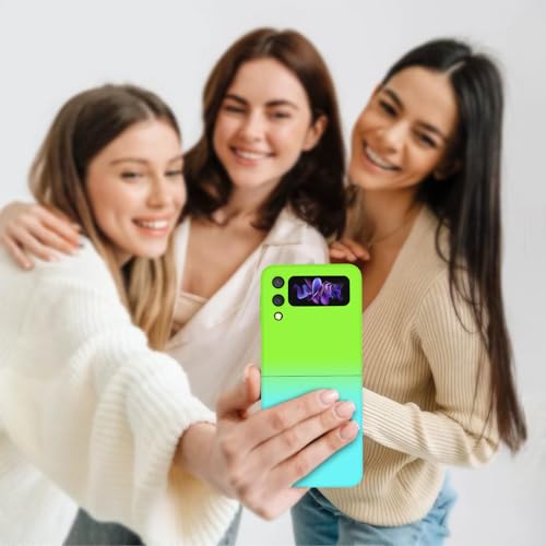 Compatible with Galaxy Z Flip 4 Case, Magnetic Gradient Color | Soft TPU Phone Cover with Camera Lens Protector Cover for Galaxy Z Flip 4 6.7 Inch, Green to Blue Gradient(10-35) - color: Green & Blue