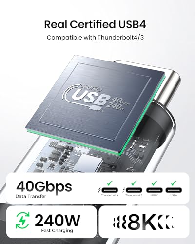Silkland 40Gbps USB 4 for Thunderbolt 4 Cable 4FT, 240W PD3.1, 8K/Dual 4K - size: 4FT