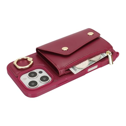 Lipvina Crossbody Wallet Case for iPhone 16 Pro,Wine Red - color: 07-Wine Red, size: iPhone 16 Pro 6.3"
