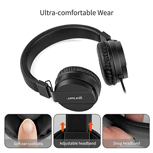 Kids Headphones, Lightweight Stereo Wired Toddler Headphones,Adjustable Headband Children's Headset for Smartphones Computer Pad Earphones(Black) - color: Black