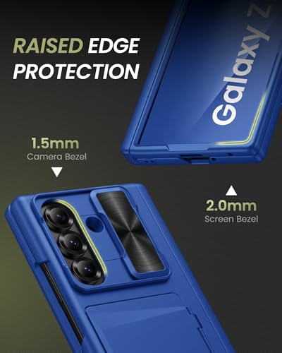 for Samsung Galaxy Z Fold 7 Case, Stand & Card Holder, Royal Blue - color: Navy Blue-Z