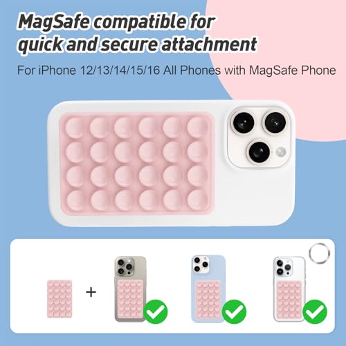 Magnetic Suction Phone Mount for MagSafe Case,Silicone Sticky (Pink) - color: Pink