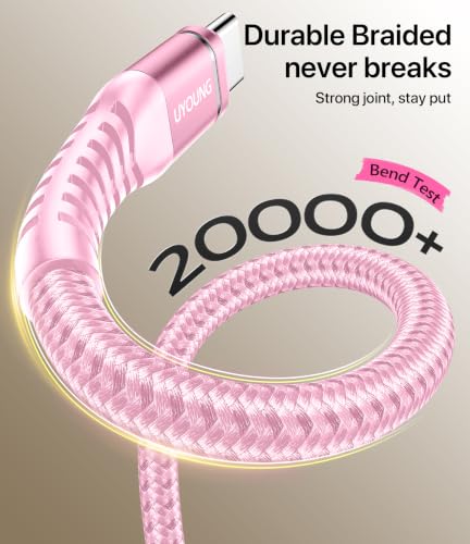 USB A to USB C Cable 3A Fast Charging 10FT, 2Pack USB to USBC Cable for - color: Pink, size: 10FT, style: 60W USB A to USB C