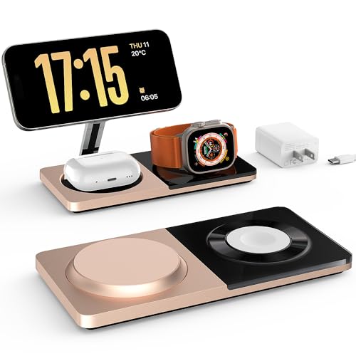 PETINO 3 in 1 Wireless Charging Station for Apple Devices with MagSafe - color: Golden