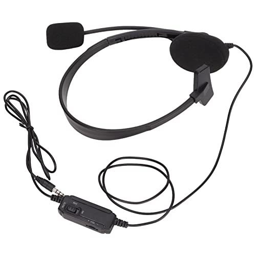3.5mm Corded Telephone Headset with Noise Reduction Microphone, Adjustable Single Ear, for Office Customer Service