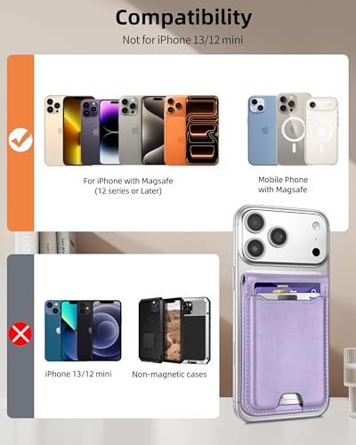 For Magsafe Wallet with Money Clip, 5 Card Holder, Adjustable Stand | Strongest Magnetic Wallet for iPhone 17/16/15/14/13/12 Series, ID Window, RFID Blocking, Not for 13/12 Mini, Light Purple - color: Light Purple