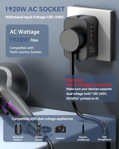 Universal Travel Adapter Fast Charge International Power Plug Adapter 4 USB - color: Matte Black