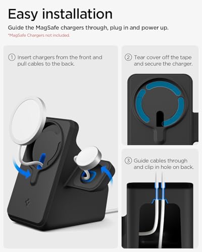 Spigen for MagSafe (25W), Apple Watch Charger Stand Holder Case MagFit Duo - color: Black, size: MagFit Duo
