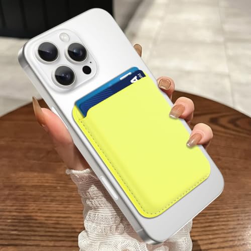 Compatible with MagSafe Wallet, Leather TPU Protective, Yellow - color: Yellow