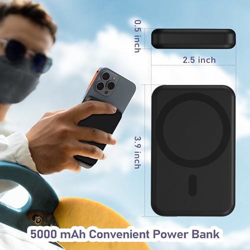 Smtcsl 3 in 1 Wireless Charging Station: 5000mAh Removable Power Bank Charger Stand for Phone/Watch/Air Pods - Portable Magnetic Battery Pack for Air 17 16 15 14 13 12 Series