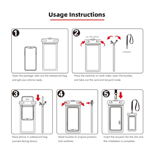 HAVENVOGUE Waterproof Phone Pouch, IPX8 Floating Dry Bag, 2 Pack Black | Black & White, Responsive Touchscreen, Fits iPhone and Galaxy Smartphones Up to 7 Inches, with Lanyards for Beach and Cruise