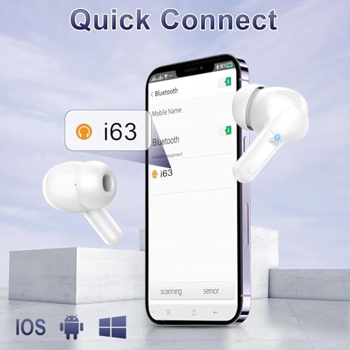 Wireless Earbuds, 2025 Bluetooth 5.4 Headphones Bass Stereo, Ear Buds with 4 Mics ENC Noise Cancelling, Bluetooth Earbuds 48H Playtime LED Display Charging Case, IP7 Waterproof in Ear Earphones white - color: White