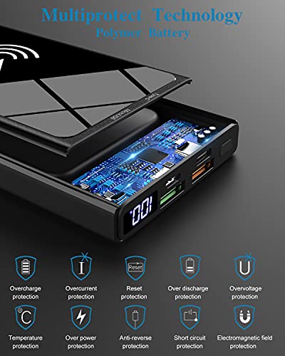 Wireless Portable Charger, Ultra Slim PD20W USB C Fast Charging 10000mAh Power Bank LED Display, External Battery Pack, Travel Essential Phone Powerbank for iPhone 17 16 Samsung S25 Google etc (black) - color: black