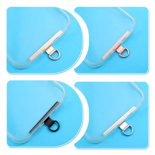 8 Pack Metal Phone Tether Tab 360° Rotatable, Universal Cell Phone Charm Holder Lanyard Tab Wrist Strap Hook Metal Replacement Patch for Most Smartphones