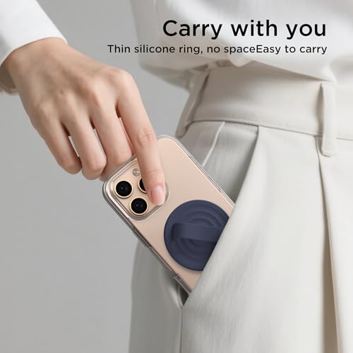 Magnetic Phone Grip for MagSafe, Silicone Ring Grip, Midnight Blue - color: Midnight Blue