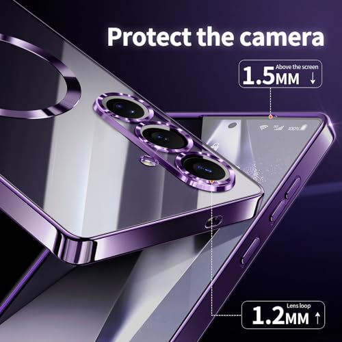 Hurgoer for Samsung Galaxy S25 Case.Soft TPU Electroplated Frame Cover with Clear Back.Drop Tested Protective Full Body S24 Case.Thin Light Slim【Not Magsafe】 (Deep Purple, S25/S24) - color: Deep Purple, size: S25/S24