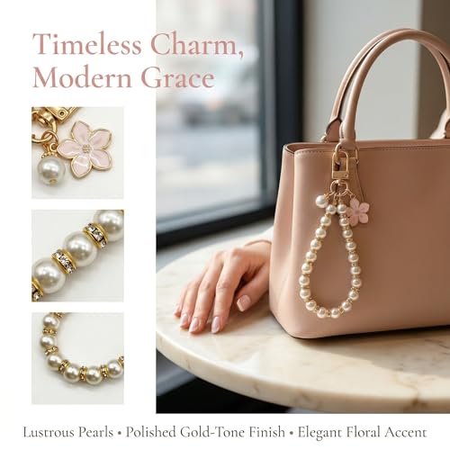 Beaded Pearls Phone Wrist Strap, Detachable CellPhone Wristlet with Tether Tab, Hands-Free Universal Cellphone Charm Bracelet Strap for Cell Phone Keys AirPods - style: Style D