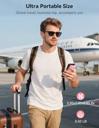 Portable Charger 10000mAh 20W, Wall Plug, 2 Cables, iWatch Charging - color: Bloom Pink