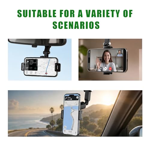 Sun Visor Phone Holder, 360° Rotatable Auto Visor Clip Foldable Smartphone Mount, Multifunctional Adjustable Rearview Clamp Compatible with Most cellphones, Car Accessories (Gray) - color: Gray